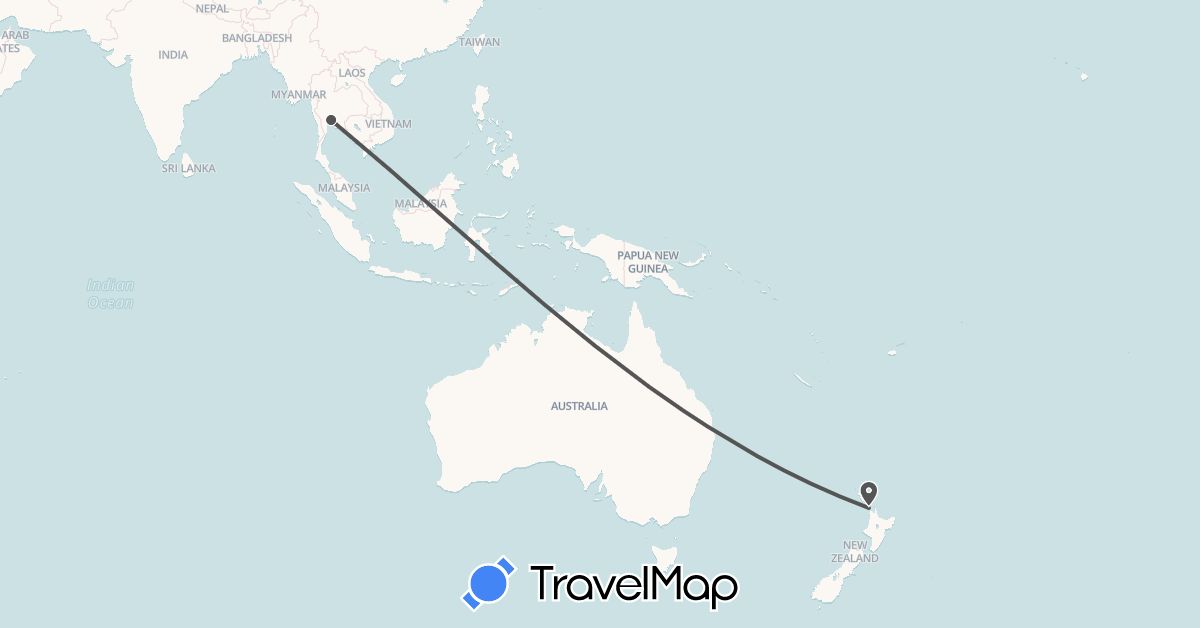TravelMap itinerary: driving, motorbike in New Zealand, Thailand (Asia, Oceania)